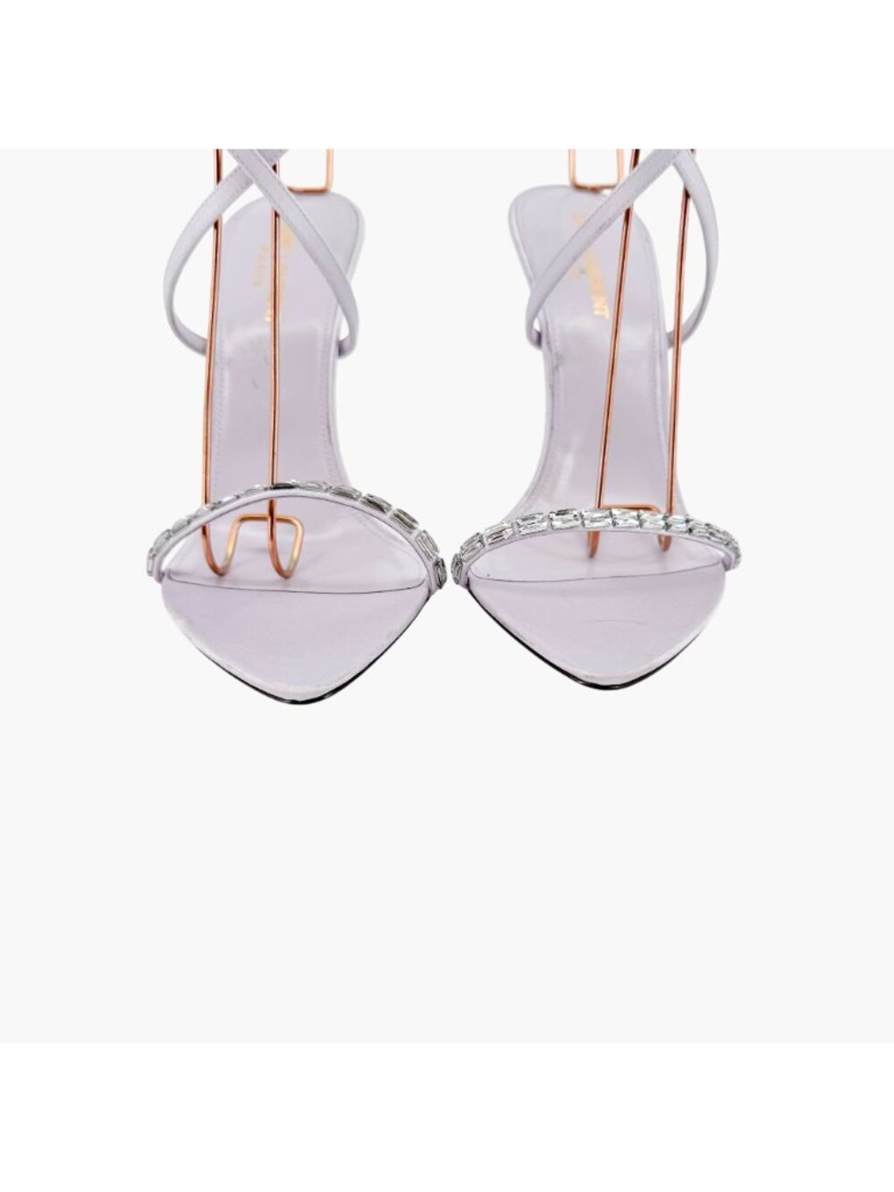 Saint Laurent Gippy Crystal Sandals EU 39.5 US 9.5 Lilac Purple Satin High Heels - Picture 5 of 13